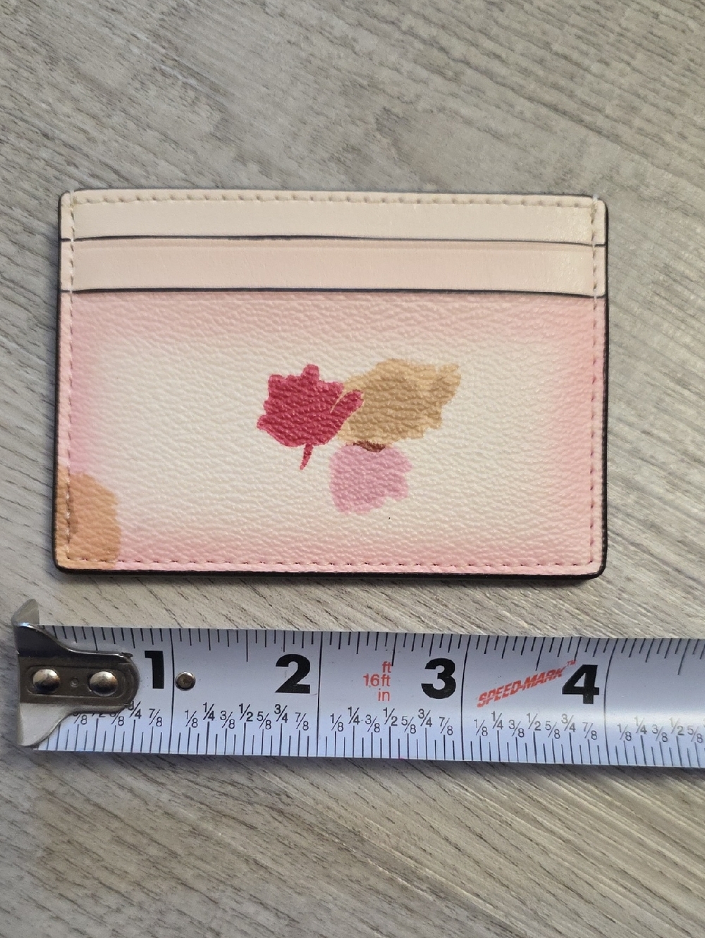 Coach Blush Pink Floral Leather Card Holder - Picture 2 of 4